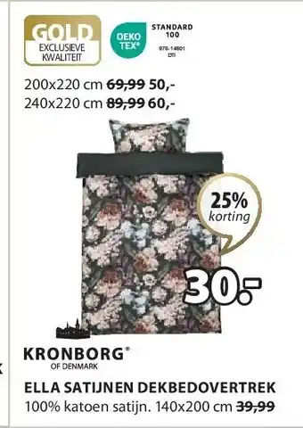 Jysk ELLA SATIJNEN DEKBEDOVERTREK aanbieding