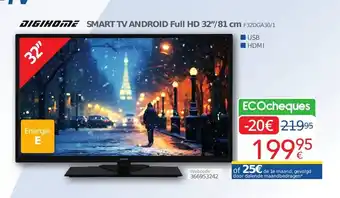 Eldi DIGIHOME SMART TV ANDROID Full HD 32"/81 cm aanbieding
