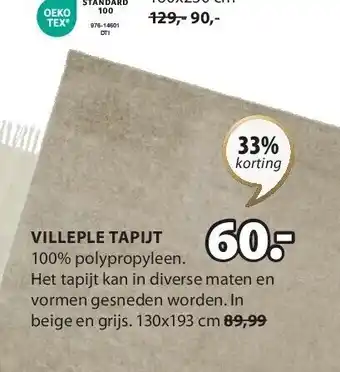 Jysk VILLEPLE TAPIJT aanbieding