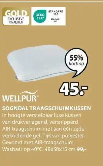 Jysk SOGNDAL TRAAGSCHUIMKUSSEN aanbieding