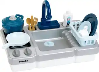 Bol.com Klein Toys Miele speelgoed spoelbak met waterfunctie en kookplaat - blauw grijs aanbieding
