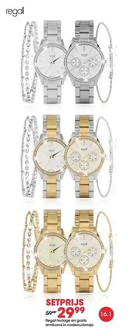 Lucardi Regal horloge en gratis armband in cadeaudoosje aanbieding