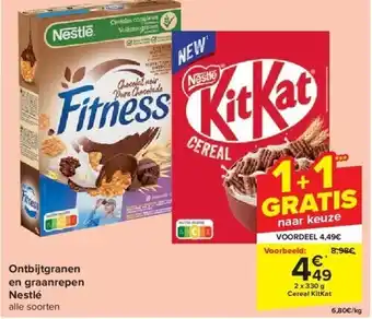 Carrefour Ontbijtgranen en graanrepen Nestlé aanbieding