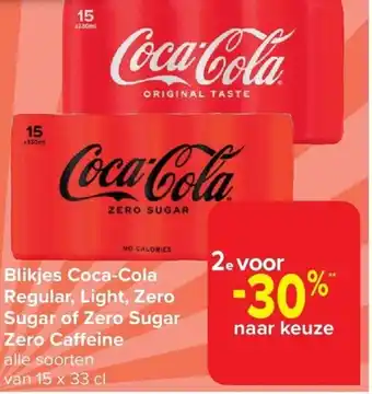 Carrefour Blikjes Coca-Cola Regular, Light, Zero Sugar of Zero Sugar Zero Ca eine aanbieding