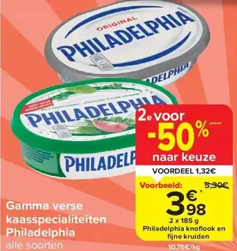 Carrefour Gamma verse kaasspecialiteiten Philadelphia aanbieding