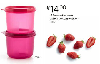 Tupperware 2 Bewaarkommen 2 Bols de conservation aanbieding