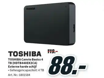 MediaMarkt Toshiba Canvio Basics 4 TB (HDTB440EK3CA) Externe harde schijf aanbieding
