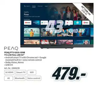 MediaMarkt PEAQ PTV 43UO -ISNB TV LCD Full LED 43" aanbieding