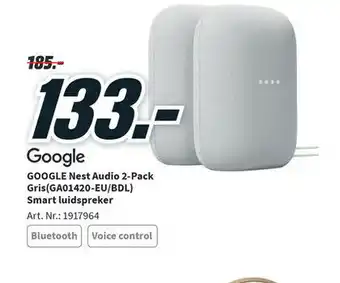 MediaMarkt Google Nest Audio 2-pack Gris (GA01420-EU/BDL) Smart luidspreker aanbieding