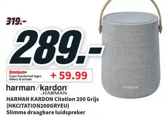 MediaMarkt Harman Kardon Citation 200 Grijs (HKCITATION200GRYEU) Slimme draagbare luidspreker + Omnium aanbieding