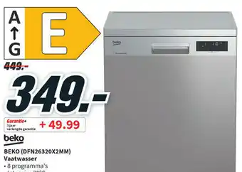 MediaMarkt Beko (DFN26320X2MM) Vaatwasser + Garantie aanbieding