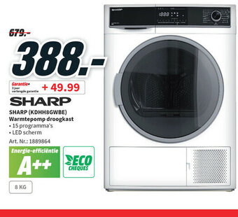 MediaMarkt Sharp (KDHH8GWBE) Warmtepomp droogkast aanbieding