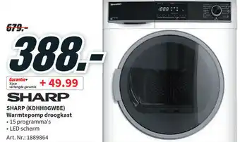 MediaMarkt Sharp (KDHH8GWBE) Warmtepomp droogkast + Garantie aanbieding