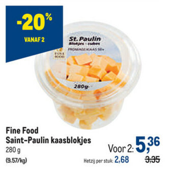 Makro Fine Food Saint-Paulin kaasblokjes 280g aanbieding