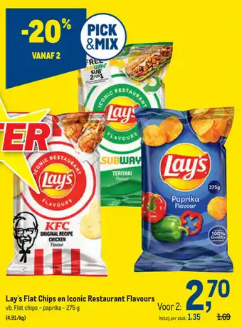 Makro Lay's Flat Chips en Iconic Restaurant Flavours 275g aanbieding