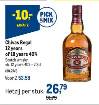 Makro Chivas Regal 12years of 18years 40% 70cl aanbieding