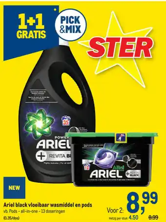 Ariel black vloeibaar wasmiddel en pods