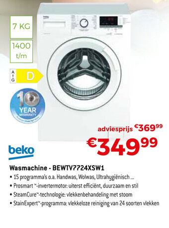 Exellent Beko Wasmachine BEWTV7724XSW1 aanbieding