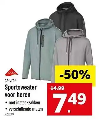 Lidl Sportsweater Voor Heren aanbieding