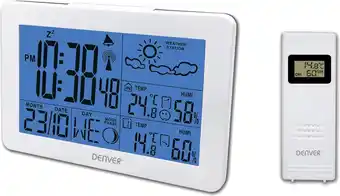 Bol.com Denver WS-530 White - Weerstation met alarmfunctie - Binnen- en Buitenshuis - Luchtvochtigheid meter - Indicator voor opensta aanbieding