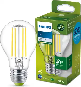 Bol.com Philips Ultra Efficient LED lamp Transparant - 75 W - E27 - Koelwit licht aanbieding