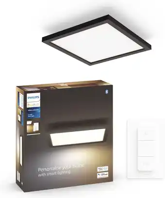 Bol.com Philips Hue Aurelle - paneellamp - warm- tot koelwit licht - zwart - vierkant aanbieding
