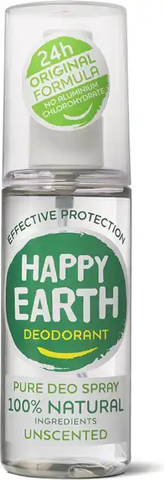 Bol.com Happy Earth 100% Natuurlijke Deodorant Spray Unscented 100 ml aanbieding