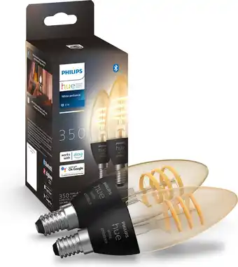 Bol.com Philips Hue filamentkaars - warm- tot koelwit licht - 2-pack - E14 aanbieding