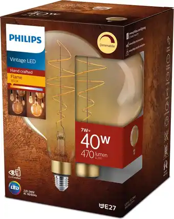 Bol.com Philips LED classic Vintage - XL-Globe - E27 - 6.5 W - Warmwit aanbieding