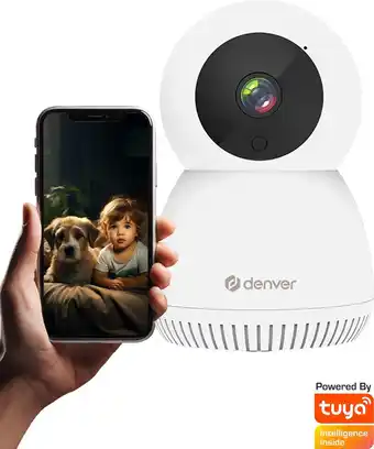 Bol.com Denver Beveiligingscamera Indoor - Huisdiercamera - Camera met Nachtzicht - Tuya App - WiFi - Full HD - 1080P - Bewegingsdete aanbieding