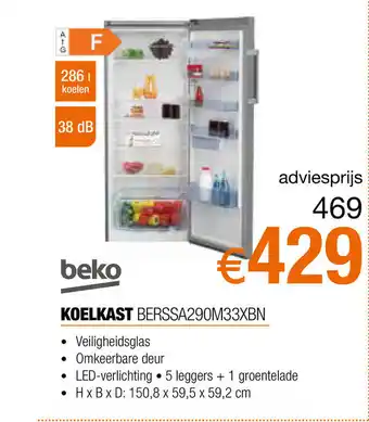 Expert Koelkast BERSSA290M33XBN aanbieding