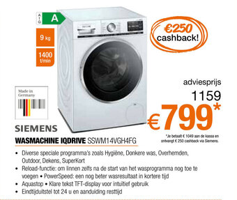 Expert Siemens Wasmachine IQdrive SSWM14VGH4FG aanbieding