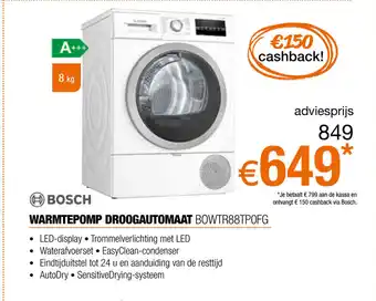 Expert Bosch Warmtepomp Droogautomaat BOWTR88TPOFG aanbieding