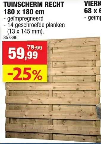 Hubo tuinscherm recht 180 x 180cm aanbieding