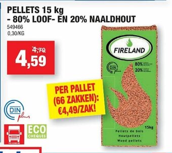 Hubo Pellets 15kg -80% Loof- en 20% Naaldhout aanbieding