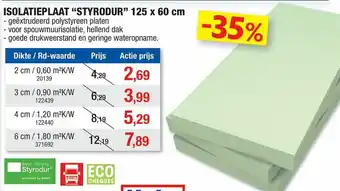 Hubo Isolatieplaat "styrodur" 125 x 60cm aanbieding
