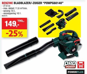 Hubo Benzine Bladblazer/-zuiger "POWPG60140" aanbieding