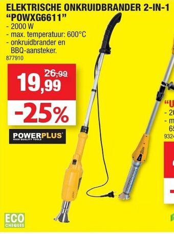 Hubo Elektrische Onkruidbrander 2-in-1 "POWXG6611" aanbieding