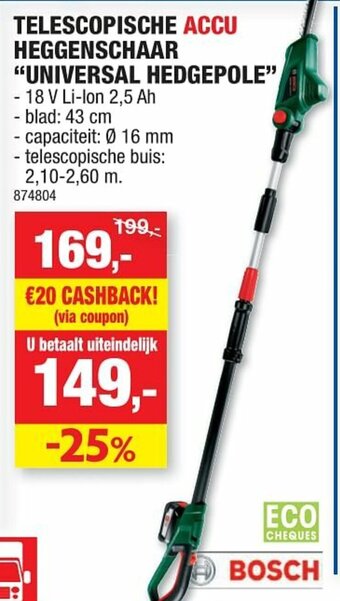 Telescopische Accu Heggenschaar "Universal Hedgepole"