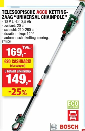 Hubo Telescopische Accu Kettingzaag "Universal Chainpole" aanbieding