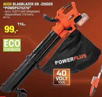 Hubo Accu Bladblazer en -zuiger "POWDPG75720" aanbieding