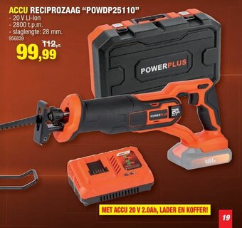 Hubo Accu Reciprozaag "POWDP25110" aanbieding