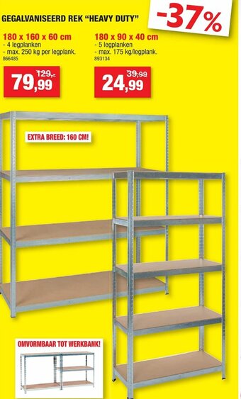 Hubo Gegalvaniseerd Rek "Heavy Duty" aanbieding