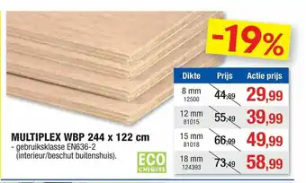 Hubo Multiplex WBP 244 X 122 cm 8 mm aanbieding