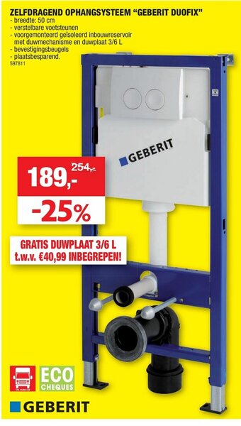 Hubo Zelfdragend Ophangsysteem "Geberit Duofix" aanbieding