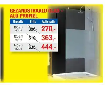 Hubo Gezandstraald Glas-Alu Profiel 100 cm aanbieding
