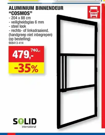 Hubo Aluminium Binnendeur "Cosmos" 204 x 88 cm aanbieding