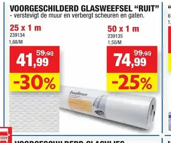 Hubo Voorgeshchilderd Glasweefsel "Ruit" 25 x 1 aanbieding