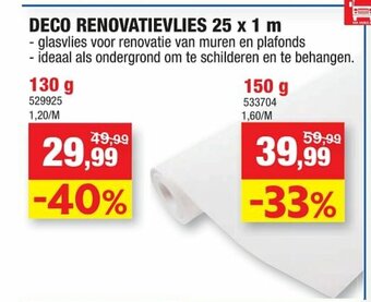 Hubo Deco Renovatievlies 25 x 1 m 130g aanbieding