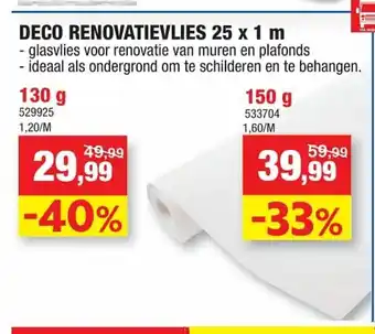 Hubo Deco Renovatievlies 25 x 1 m 150g aanbieding